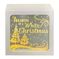 Kliknite za detalje - Novogodišnja dekoracija sa LED svetlom Kocka 10cm White Christmas