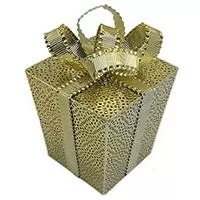 Kliknite za detalje - Novogodišnja i božićna dekoracija Svetlucavi poklon zlatni 21cm