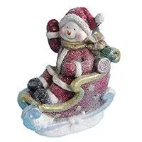 Kliknite za detalje - Novogodišnja i božićna dekoracija Gipsana figura sa LED svetlom 39cm Sneško Belić na sankama