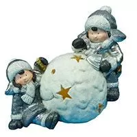 Kliknite za detalje - Novogodišnja i božićna dekoracija Figura sa LED svetlom 30x20x38cm Devojčica i Dečak