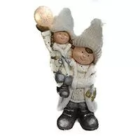Kliknite za detalje - Novogodišnja i božićna dekoracija Figura sa LED svetlom 54cm Dečak i devojčica