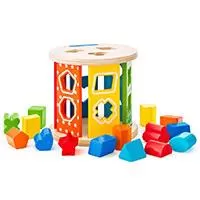 Kliknite za detalje - WOODY Edukativna igračka Sorter - Valjak sa oblicima i bojama 91985