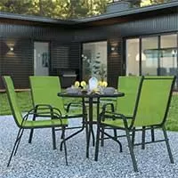 Kliknite za detalje - Garnitura Metal - Tekstilen Acme 80 Kiwi - 4 Stolice i Sto Prečnika 80 cm