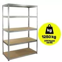 Kliknite za detalje - Metalna polica velike nosivosti 5x250kg 180x100x50cm