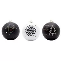 Kliknite za detalje - Ukrasi za jelku 6 komada crni i beli 75 mm