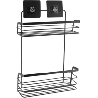 Kliknite za detalje - Tendance Zidna Žičana Polica Dvostruka Samolepljiva 3m 26,4 X 11 X 39,5 Metal Crna
