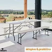 Kliknite za detalje - Sklopiva Garnitura Za do 8 Osoba - 2 Klupe i Sto