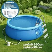 Kliknite za detalje - Bazen velike dubine 90cm prečnika 3,6m u paketu sa opremom i hemikalijama za održavanje vode