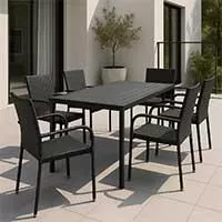 Kliknite za detalje - Ratan Set Za 6 Osoba Soyer - 6 Ratan Stolica i Sto Aluminijum Polywood