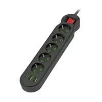 Kliknite za detalje - Produžni kabl sa 5 mesta 2m sa USB-A i USB-C utičnicama NV554U-2/BK