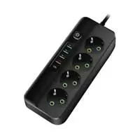 Kliknite za detalje - Produžni kabl sa 4 mesta 2m sa USB-A i USB-C utičnicama NV492U-2/BK