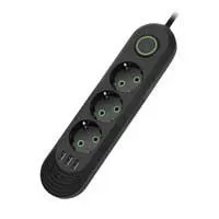 Kliknite za detalje - Produžni kabl 2m Sa 3 Šuko i 3 USB-A utičnice NV371U-2/BK