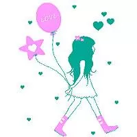 Kliknite za detalje - Zidni tatoo Girl With Baloons D06 90x120cm 00A896 FF99FF