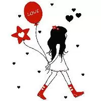 Kliknite za detalje - Zidni tatoo Girl With Baloons D06 60x80cm 060606 C91700