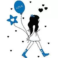 Kliknite za detalje - Zidni tatoo Girl With Baloons D06 60x80cm 060606 0071B5