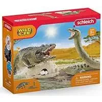 Schleich® Figure Divlje životinje Opasnost u močvari - aligator i anakonda 42559 - Oprezno! U Schleich® WILD LIFE močvari jedan pogrešan korak i sledeći bi mogao biti bez nožnog palca! Aligator čuva svoje gnezdo, a anakonda je baš poželela da ih jede za doručak!
