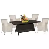 Kliknite za detalje - Garnitura Od PP Ratana Lucrezia Vanila White 4 Fotelje + Sto Java Brown
