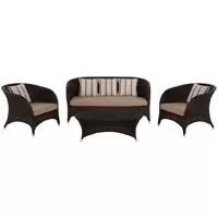 Kliknite za detalje - Lounge Set Las Vegas Dark Brown - 2 Fotelje + Dvosed + Sto + Jastuci
