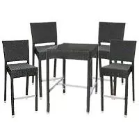 Kliknite za detalje - Baštenski Barski Set Futro 4 Barske Stolice + Barski Sto