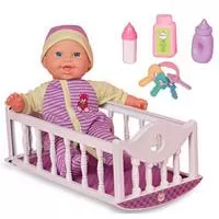 Kliknite za detalje - Baby Basics zvučna lutka sa kolevkom i dodacima 23624