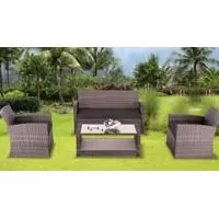 Kliknite za detalje - Wicker Baštenska Garnitura Barcelona - 2 Fotelje, Sofa i Sto sa staklom