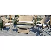 Kliknite za detalje - Garnitura Od Wicker Ratana Lugano - 2 Fotelje, Dvosed i Sto sa staklom