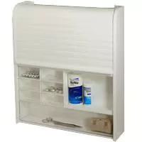 Kliknite za detalje - Plastični zidni ormarić za kupatilo sa rolo vratima i 14 fiokica 2409201