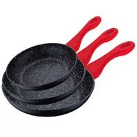 Kliknite za detalje - Bergner Tiganji sa mermernom oblogom - Set od 3 kom Renberg red RB-1124-R