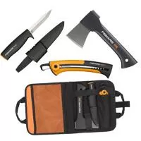 Kliknite za detalje - Fiskars kamp set Sekira Nož Testera Torba 129012 035115