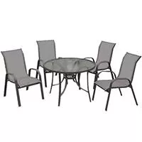 Kliknite za detalje - Baštenska Garnitura Lycia Grey 4 Stolice i Sto Sa Staklom