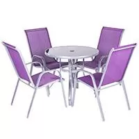 Kliknite za detalje - Udobna Baštenska Garnitura od Metala, Tekstila i Stakla - Como Purple