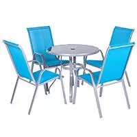 Kliknite za detalje - Garnitura Za Terasu od Metala, Tekstila i Stakla - Como Blue