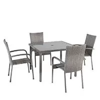 Kliknite za detalje - Ratan PE Baštenska Garnitura 4 Stolice i Sto Avola Set Sivi