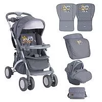 Kliknite za detalje - Lorelli Kolica i autosedište za bebe 0m+ Apollo Grey Baby Owls 10020911729