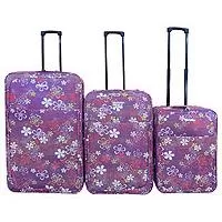 Kliknite za detalje - Komplet putnih kofera 71/61/51 cm Enova Marbella Purple Flowers 505.140.34