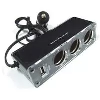 Razdelnik za upaljač u automobilu 3 + USB - Namenjen napajanju uredjaja koji koriste auto upaljač, tri utična mesta plus USB port...