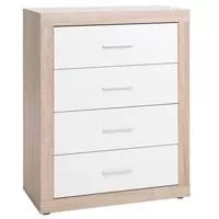 Kliknite za detalje - Komoda Bravo 4 fioke hrast-bela