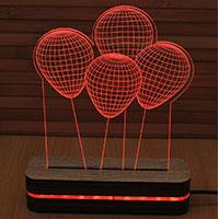 Black Cut 3D Noćna LED lampa Red Baloons B001RED