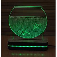 Black Cut 3D Noćna LED lampa Green Aquarium A002GREEN