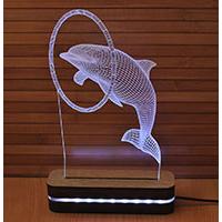 Black Cut 3D Noćna LED lampa White Dolphin A003CW
