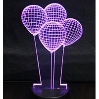 Kliknite za detalje - LED Lampa 3D - noćno svetlo - Illusions by Black Cut Purple Balloons