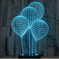 Kliknite za detalje - LED Lampa 3D - noćno svetlo - Illusions by Black Cut Blue Balloons