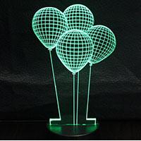 LED Lampa 3D - noćno svetlo - Illusions by Black Cut Green Balloons