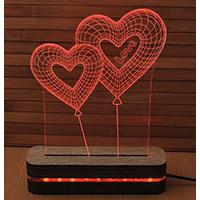 Black Cut Dekorativna 3D LED Lampa Red Hearts Love