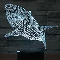 Black Cut 3D LED Lampa White Shark