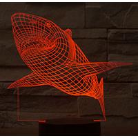 Black Cut 3D LED Lampa Red Shark