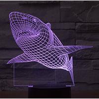 Black Cut 3D LED Lampa Purple Shark