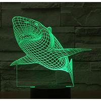 Black Cut 3D LED Lampa Green Shark