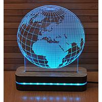 Black Cut 3D LED Lampa Blue Planet