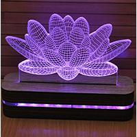 Black Cut 3D LED Lampa Illusions Purple Lotus